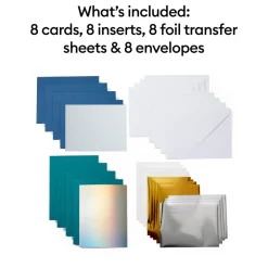 Cartes avec insert transfert de foil Cricut Joy™, collection Blue Lagoon - A2