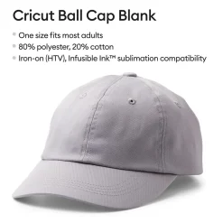 Cricut Ball Cap Hat Blank, Grey (12 unités)
