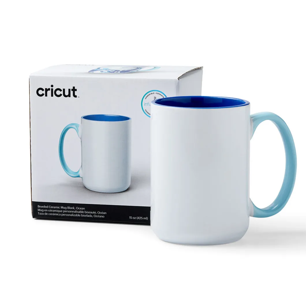 Mug biseauté en céramique à personnaliser - Océan, 425ml (15oz) (1unité)