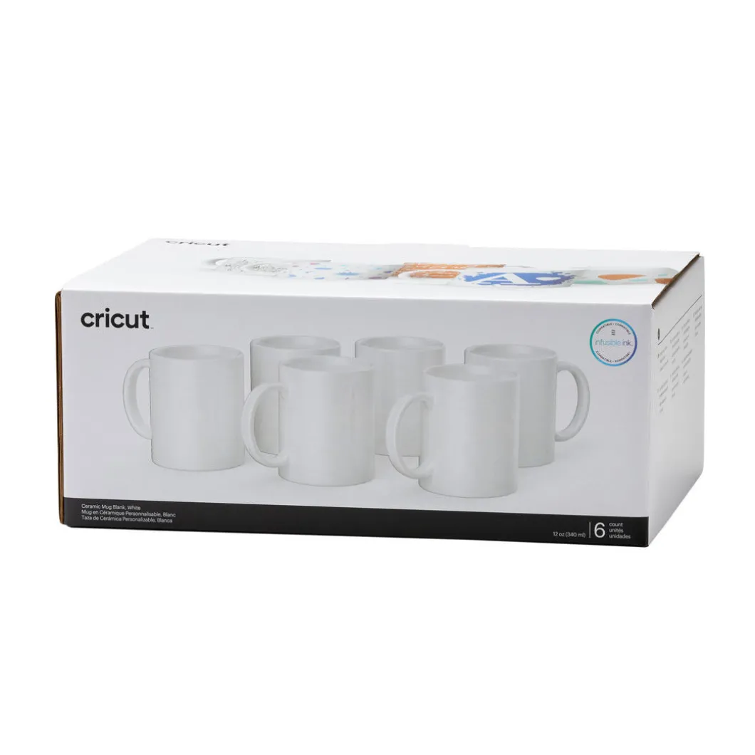 Mug en céramique personnalisable, Blanc - 340 ml (6unités)