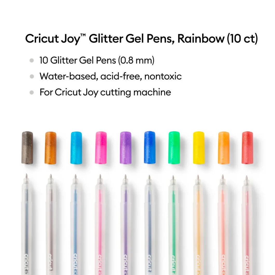 Stylos à encre gel pailleté Cricut Joy™ 0,8mm, arc-en-ciel (10unités)