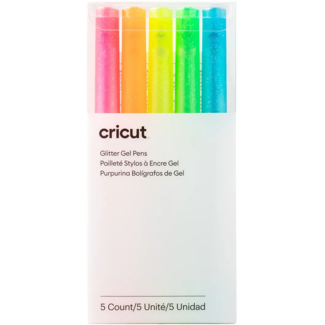 Stylos à encre gel pailleté 0,8mm, fluo (5unités)