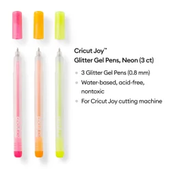 Stylos à encre gel pailleté Cricut Joy™ 0,8mm, fluo (3unités)