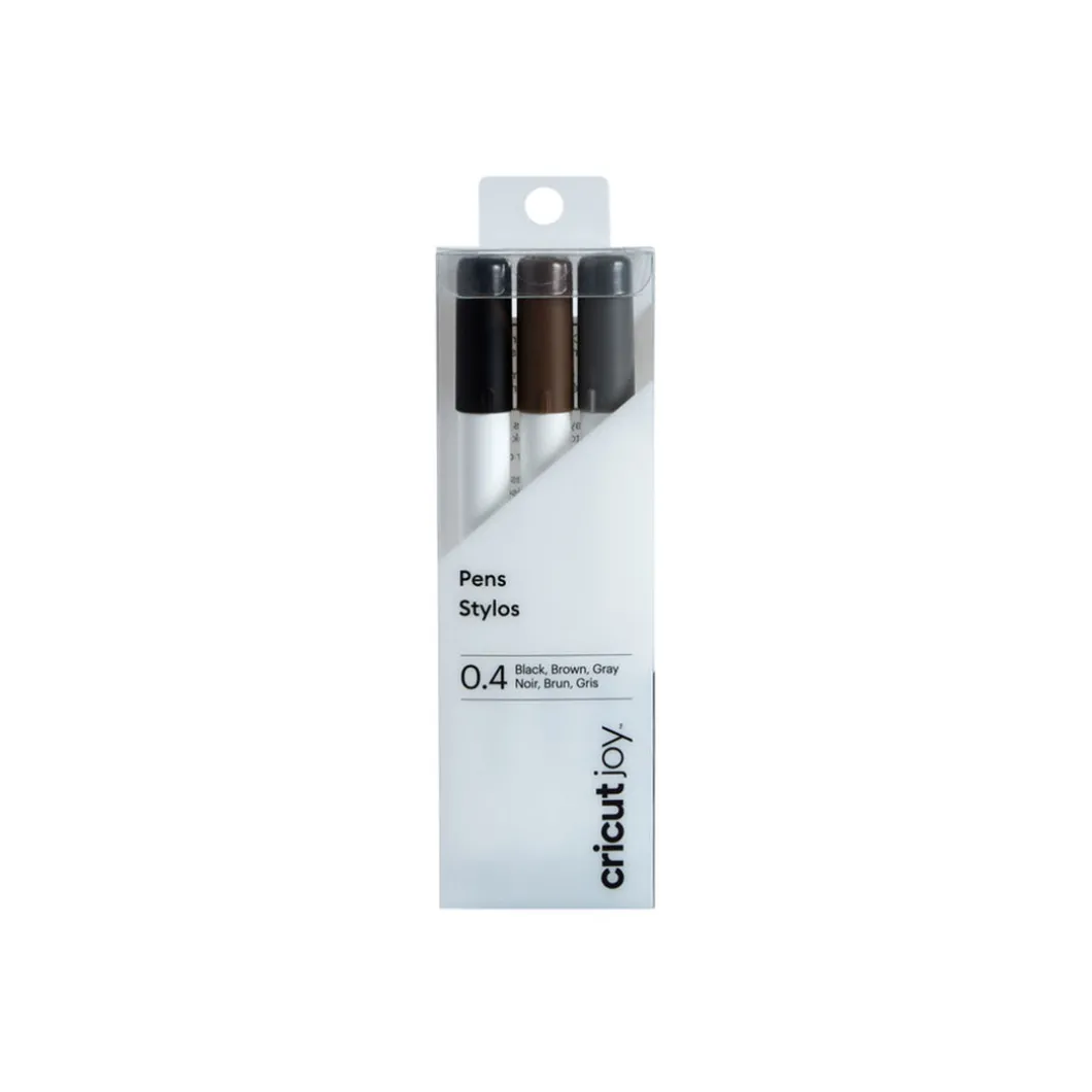 Stylos à pointe fine Cricut Joy™ 0,4, noir/marron/gris (3unités)