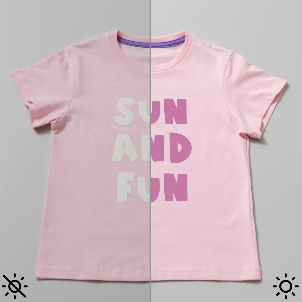 Thermocollant à couleur changeante activé par les UV, blanc - rose