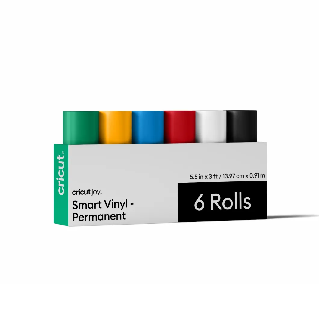 Vinyle permanent sans tapis Smart Vinyl™ Cricut Joy™, collection Variety (0,9 m / 3 pi, 6 unités)